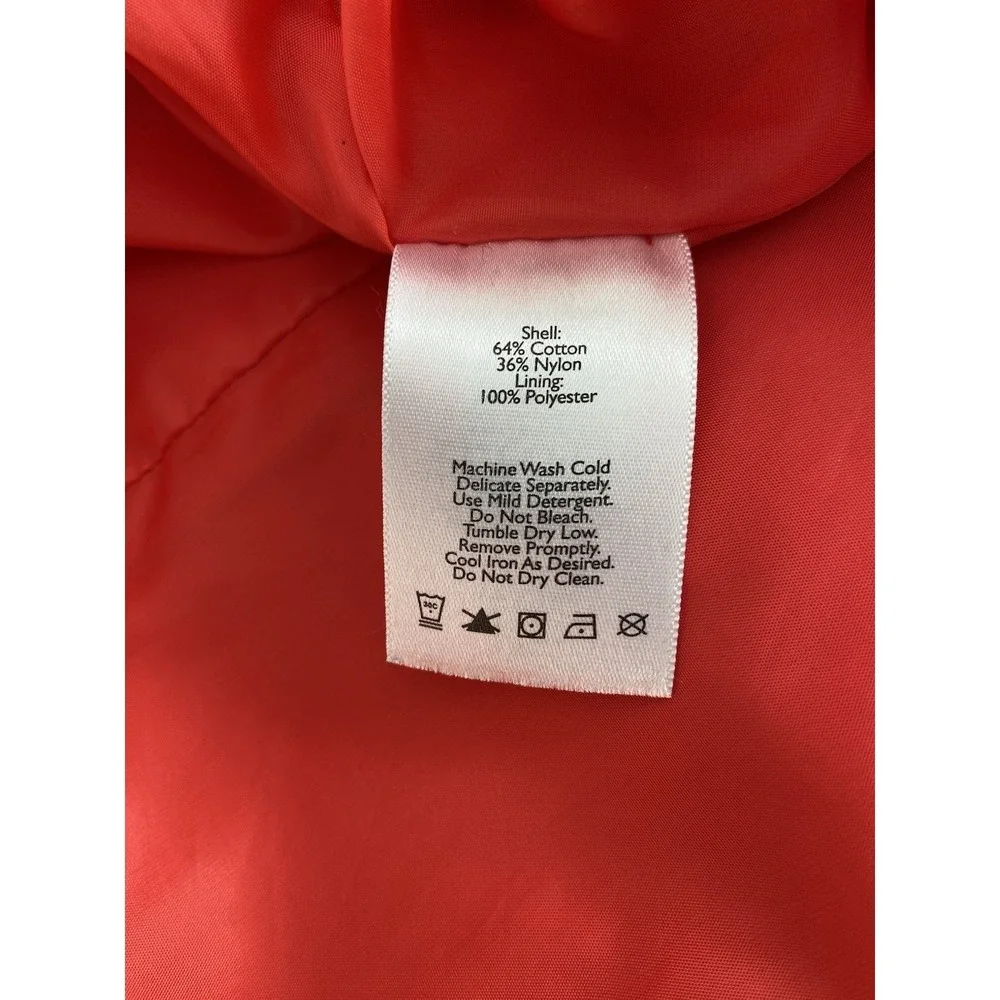 Eddie Bauer Women's M Red Cotton Nylon Blend Lined Button Up Mid-Length Coat